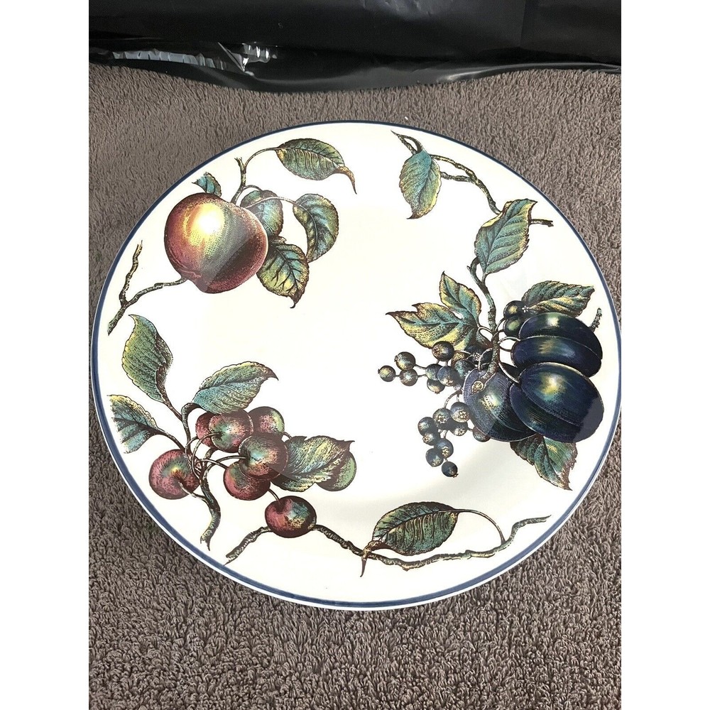 Pier 1 Macintosh England Angleterre Apple Blackberry Fruit 10" Dinner Plates- 4